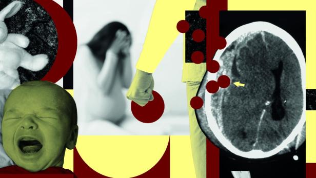 Eine Illustration, die ein weinendes Baby zeigt