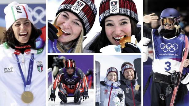 Eine Bildcollage mit Olympiasportlerinnen und -sportlern.