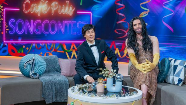 Udo Jürgens und Conchita Wurst in Verkleidung