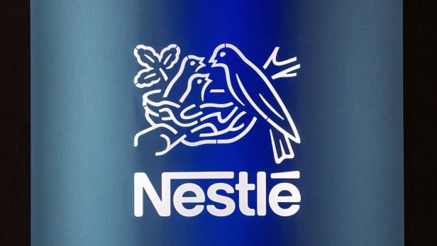 FILE PHOTO: A view of the logo during the Annual General Meeting of Nestle in Ecublens