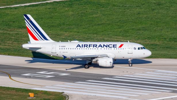 Air France Airbus A318 airplane at Split Airport in Croatia