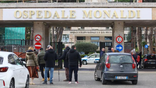 Exterior of Monaldi Hospital where a toddler is in critical condition after a heart transplant in Naples, Italy