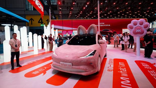 Auto im Stofftier-Outfit bei der 21st Shanghai International Automobile Industry Exhibition.