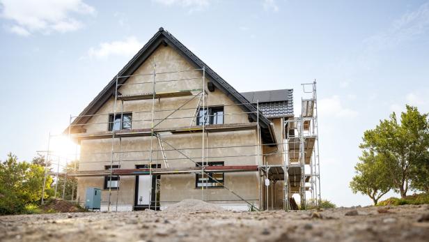 Exterior of a single family house under construction