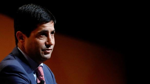 FILE PHOTO: Kevin Warsh speaks during the Sohn Investment Conference in New York City
