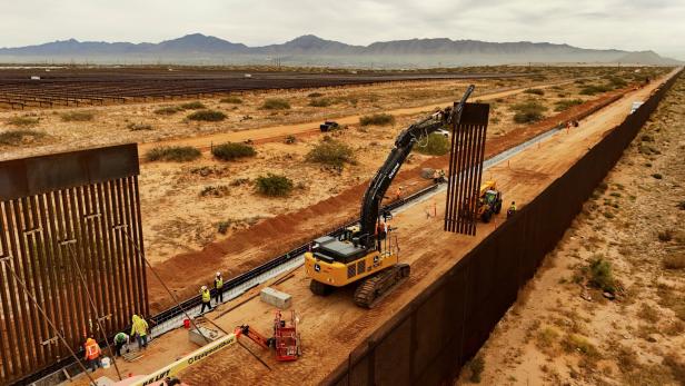 Construction of a new section of U.S-Mexico border wall in Santa Teresa