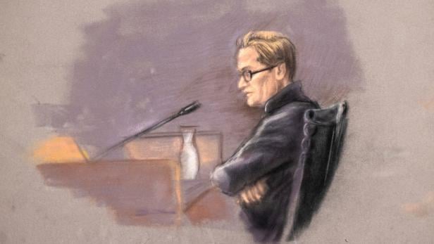 Eine Gerichtszeichnung von Marius Borg Høiby