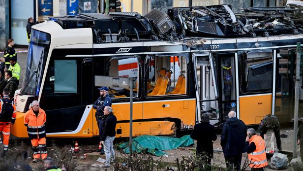 Aftermath of tram derailment in Milan