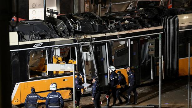 Aftermath of tram derailment in Milan