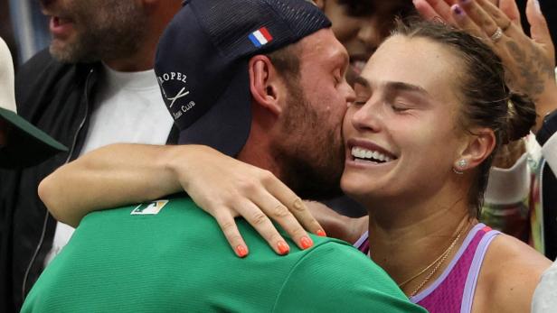 Glückliches Paar:  Georgios Frangulis und Aryna Sabalenka