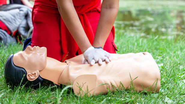 First aid and Cardiopulmonary Resuscitation - CPR training in the nature