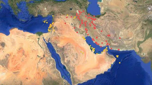 Satellitenansicht vom Nahen Osten