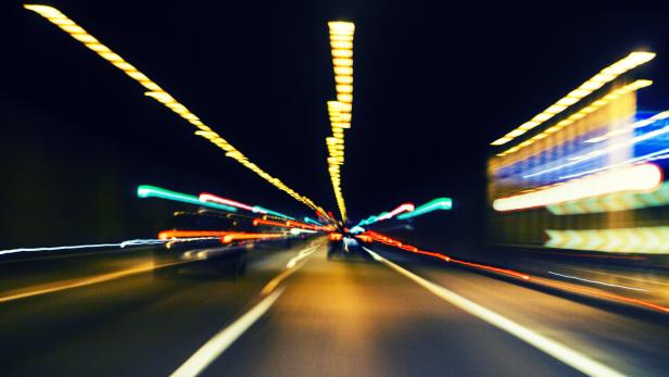 traffic lights in the night,light trace on highway