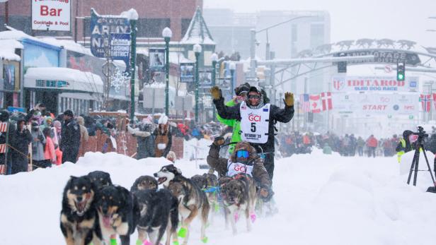 Ceremonial start of the 54th Iditarod Trail Sled Dog Race in Anchorage