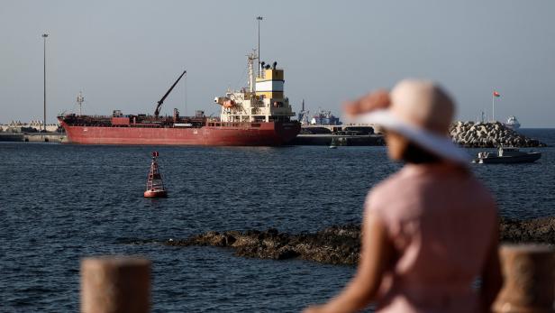 Luojiashan tanker sits anchored in Muscat, as Iran vows to close the Strait of Hormuz, in Muscat