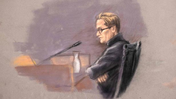 Eine Gerichtszeichnung von Marius Borg Høiby