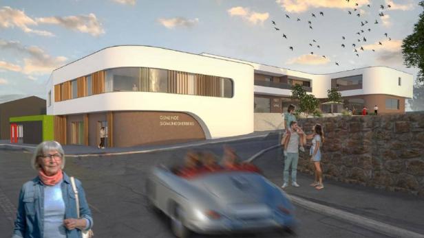 Ein Rendering des geplanten Gemeindezentrums.