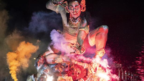 Ogoh-ogoh parade before Day of Silence Nyepi in Bali