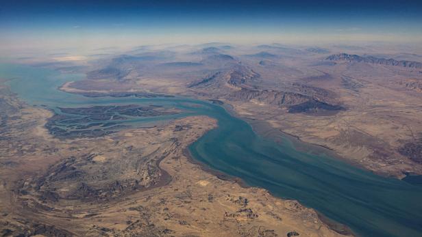 FILE PHOTO: An aerial view of the island of Qeshm, separated from the Iranian mainland by the Clarence Strait