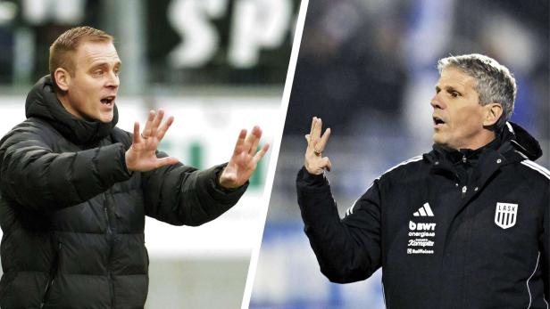 Fotomontage Rapid Trainer Hoff Thorup und LASK Trainer Kühbauer