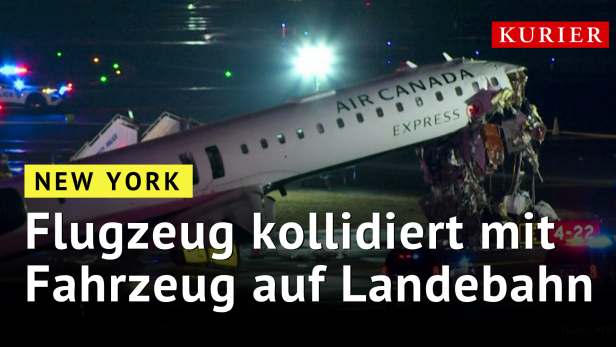 Flugzeug kollidiert mit Fahrzeug
