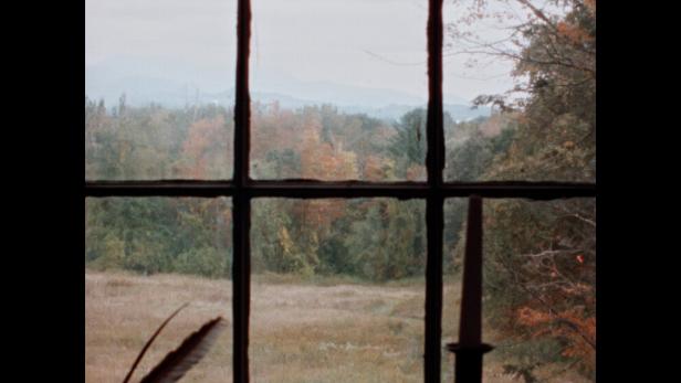 Blick in die Natur durch das Fenster von Herman Melvilles Arbeitszimmer.