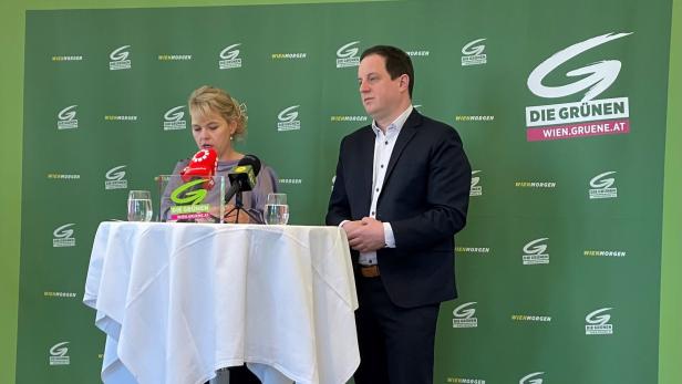Julia Malle und Georg Prack bei der Pressekonferenz im Grünen Klub.