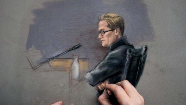 Eine Gerichtszeichnung von Marius Borg Høiby