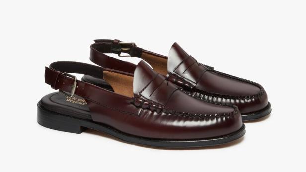 Fersenfreie Slingback-Loafer in Dunkelbraun für Männer.