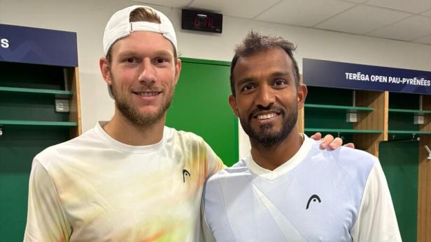 Neil Oberleitner mit seinem indischen Doppel-Partner Sriram Balaji 