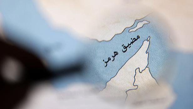 Illustration shows map showing the Strait of Hormuz, also known as Madiq Hurmuz