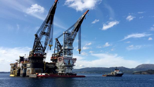 FILE PHOTO: A general view of the drilling platform at Johan Sverdrup field near Stord