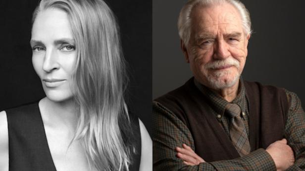 Porträtfotos von Uma Thurman und Brian Cox