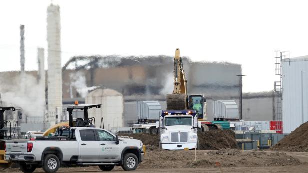 Bauarbeiten auf dem Gelände des Supercomputers "Colossus" in Memphis.