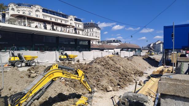 Baustelle vor der Markthalle am Naschmarkt