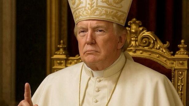 An artificial inteligence (AI) image shows U.S. President Donald Trump as the pope wearing a white cassock and papal headdress