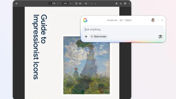 Benutzeroberfläche der neuen Google-App für Windows.