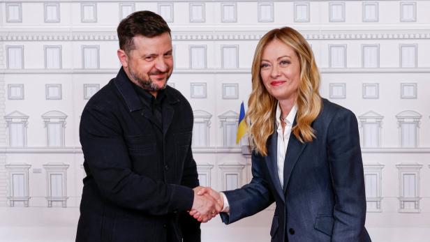 Ukraine's President Volodymyr Zelenskiy meets Italian Prime Minister Giorgia Meloni at Chigi Palace, in Rome