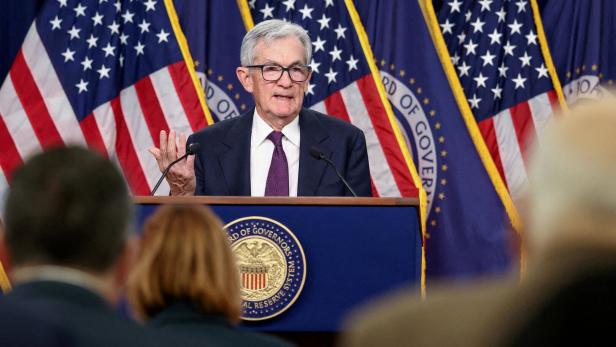 FILE PHOTO: U.S. Federal Reserve Chair Jerome Powell holds a press conference following a two-day meeting of the Federal Open Market Committee (FOMC)