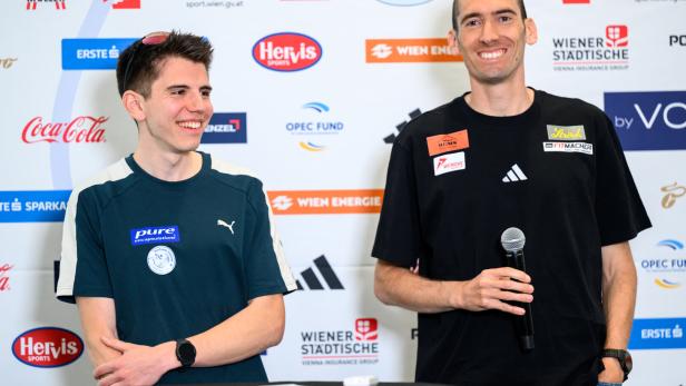 Österreichs Elite beim Wien-Marathon: Gruen und Vojta (re.).