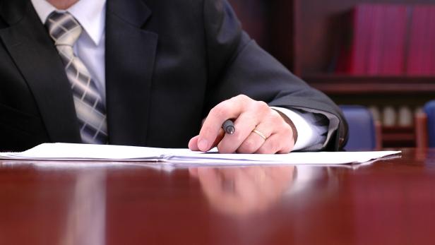 Businessman working on the contract