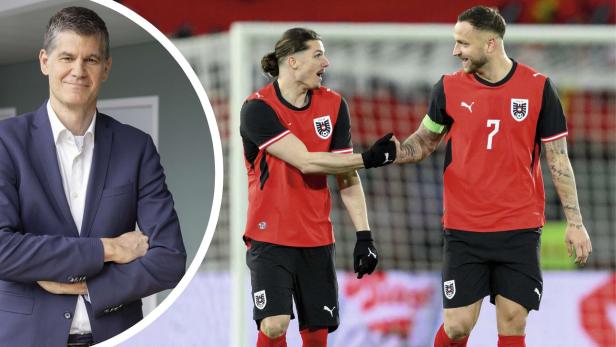Bernhard Neuhold und die ÖFB-Stars Sabitzer und Arnautovic
