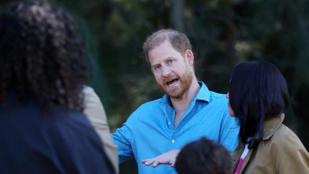 Prinz Harry gestikuliert in einem Gespräch.
