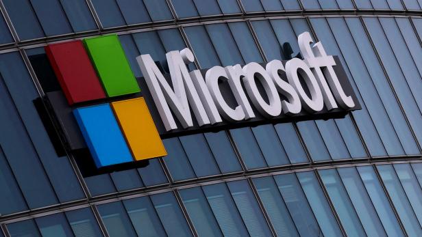 FILE PHOTO: A Microsoft logo is seen in Issy-les-Moulineaux near Paris