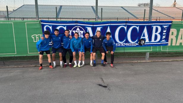 Maccabi Vielfalt in zweiten Wiener Stadtliga: Maxi (Ö),Dijar (Kasachstan), Armin (Bosnien), Antonio (Italien), Tim, Noah (beide D), Pablo (Spanien).