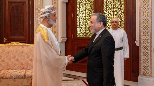 Iranian Foreign Minister Abbas Araqchi meets Sultan of Oman Haitham bin Tariq Al Said at Al Baraka Palace in Muscat