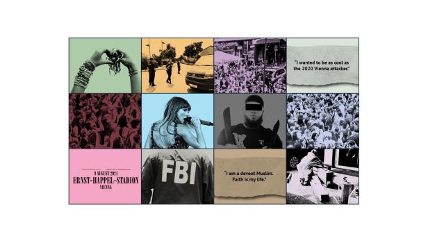 A collage from different pictures with Taylor Swift and Beran A. in the center.