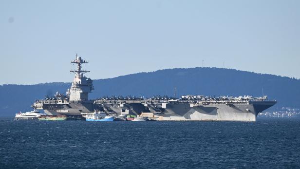 US aircraft carrier USS Gerald R. Ford anchored in Split, Croatia