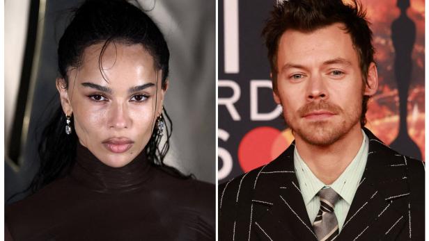 Zwei Porträts nebeneinander: Zoë Kravitz und Harry Styles.