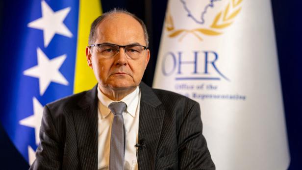 FILE PHOTO: Bosnia's international High Representative Christian Schmidt looks on during the interview with Reuters in Sarajevo